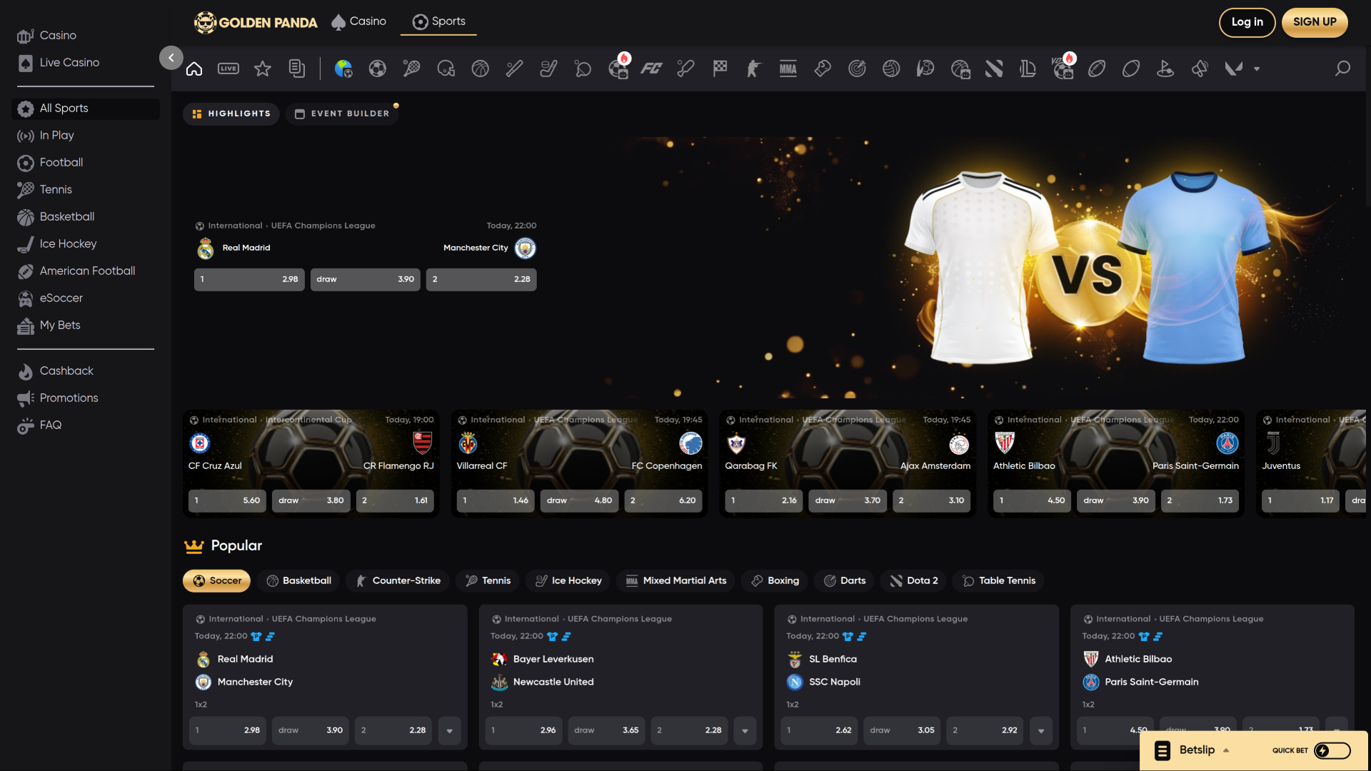 Golden Panda Casino Desktop Sports