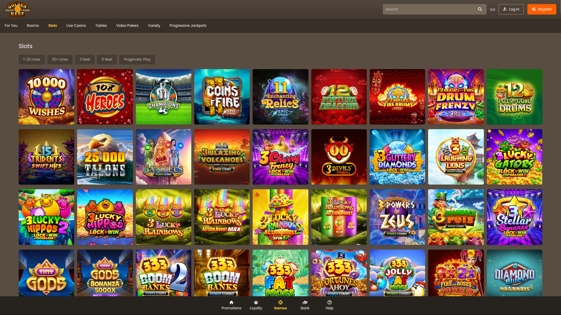 Juegos de escritorio del casino Golden Reef