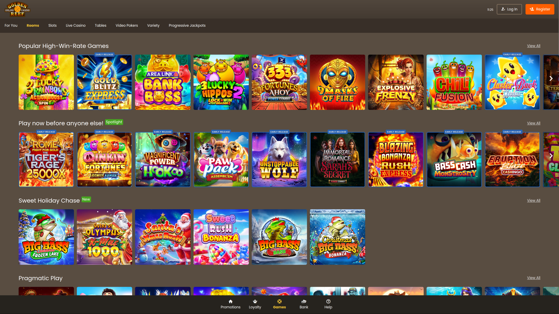 Salas de escritorio del casino Golden Reef