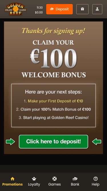 Promociones móviles del Casino Golden Reef