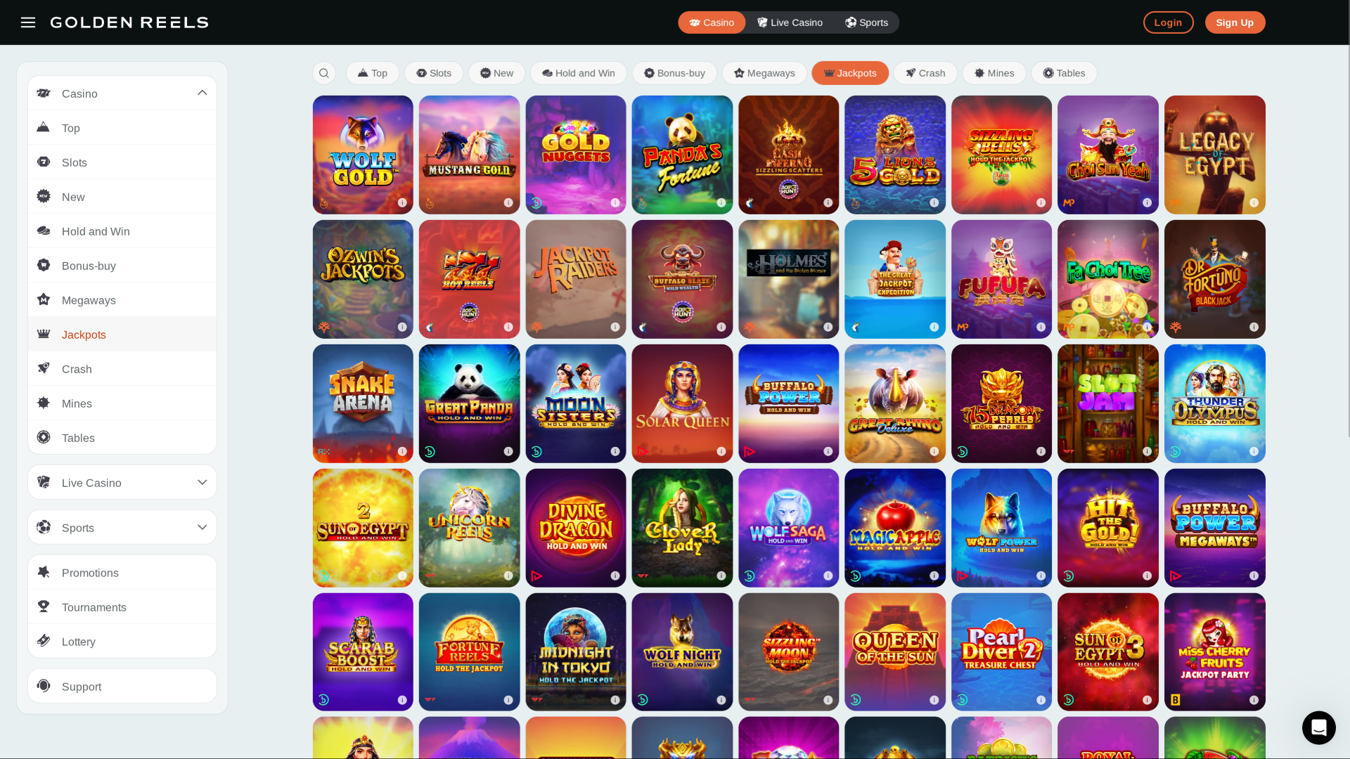 Jackpot de bureau du casino Golden Reels