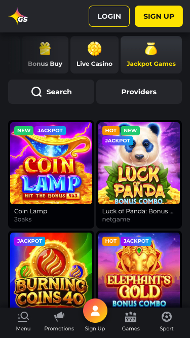 Jackpot mobile du casino Golden Star