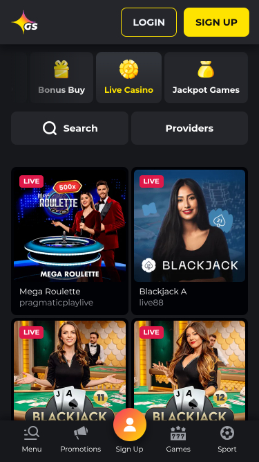 Casino mobile Golden Star avec croupier en direct