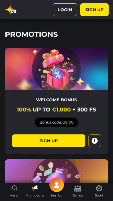 Promotions mobiles du casino Golden Star