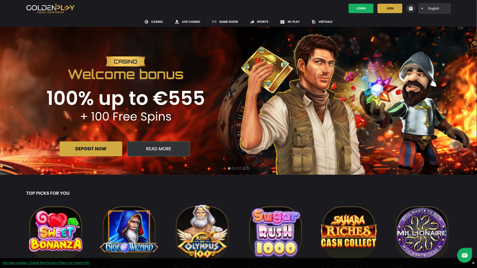 GoldenPlay Casino Homepage