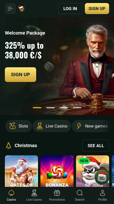 Page d'accueil mobile de Goldex Casino