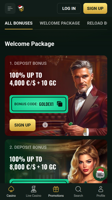Promotions mobiles du casino Goldex