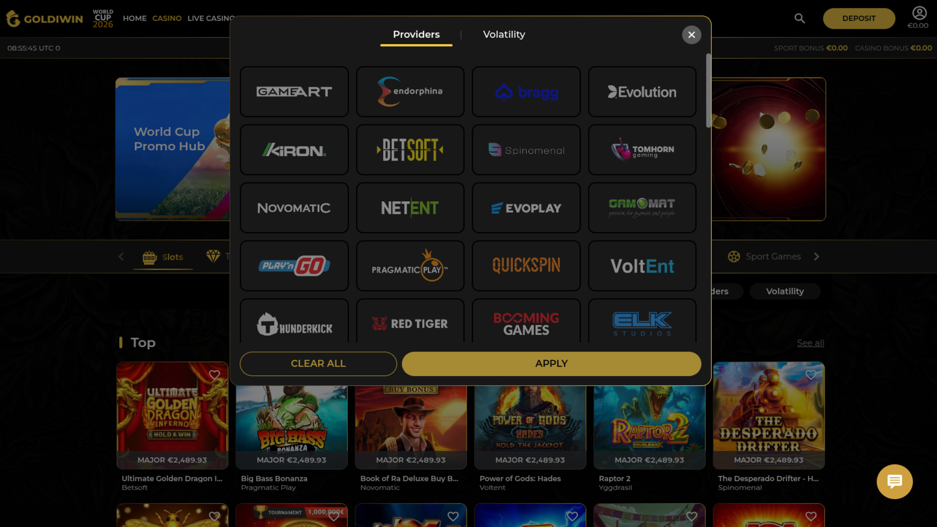 Sviluppatori di giochi per desktop di GoldiWin Casino