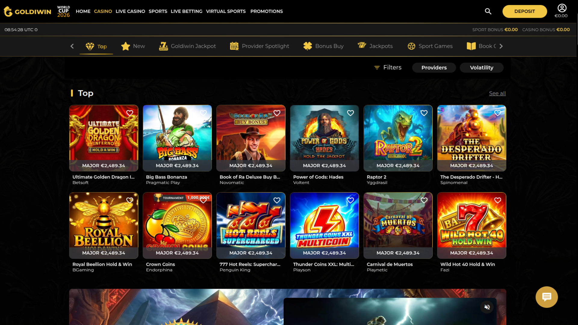 Giochi per desktop di GoldiWin Casino