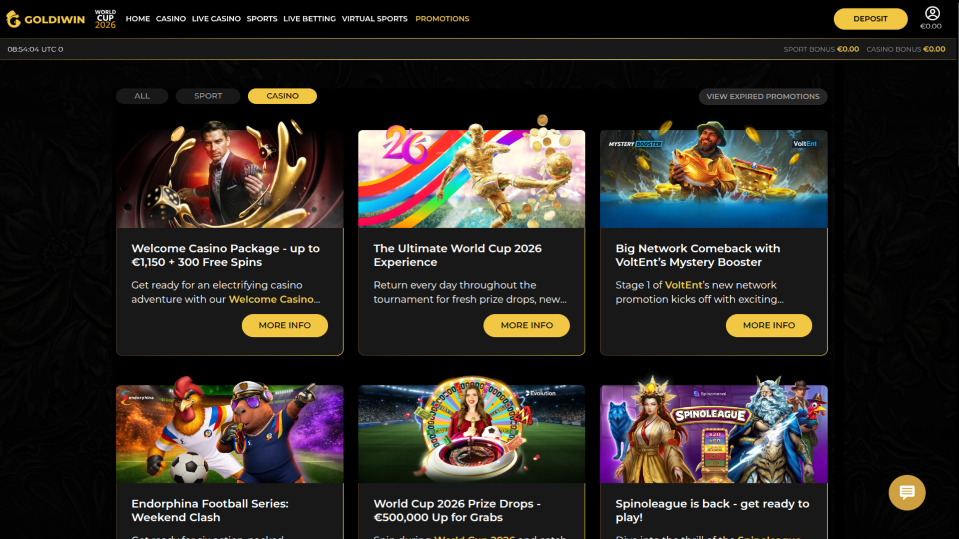 Promozioni desktop di GoldiWin Casino
