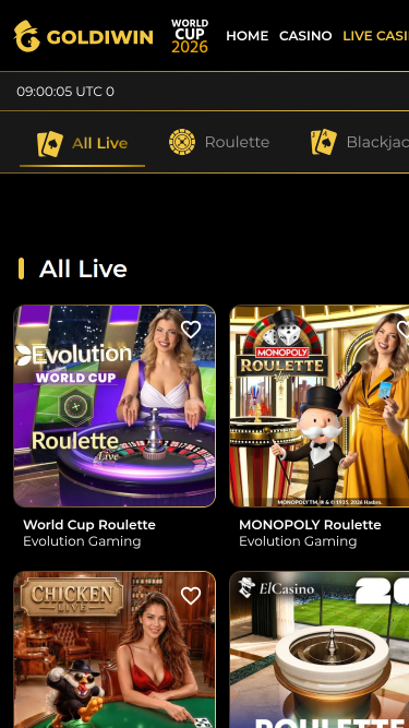 Casinò GoldiWin mobile con croupier dal vivo