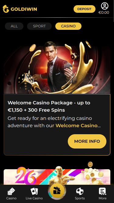 Promozioni per dispositivi mobili del casinò GoldiWin