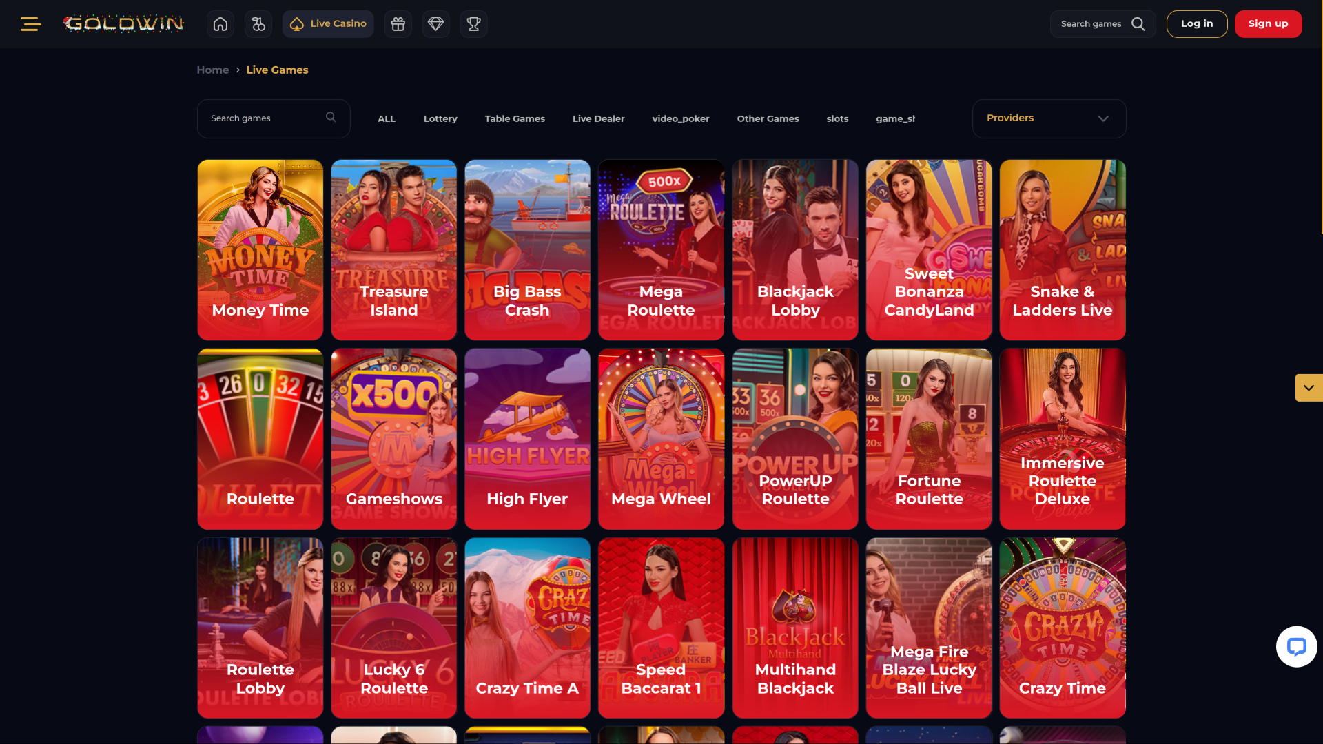 GoldWin Casino Desktop Live Dealer