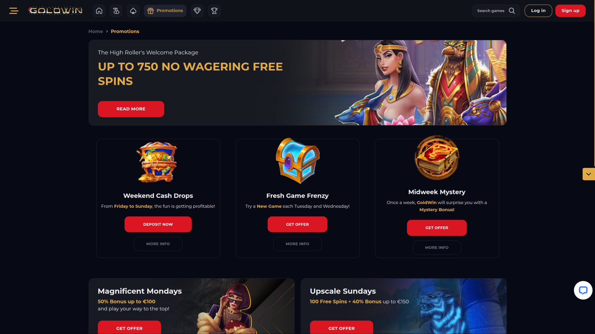 GoldWin Casino Desktop Promotions
