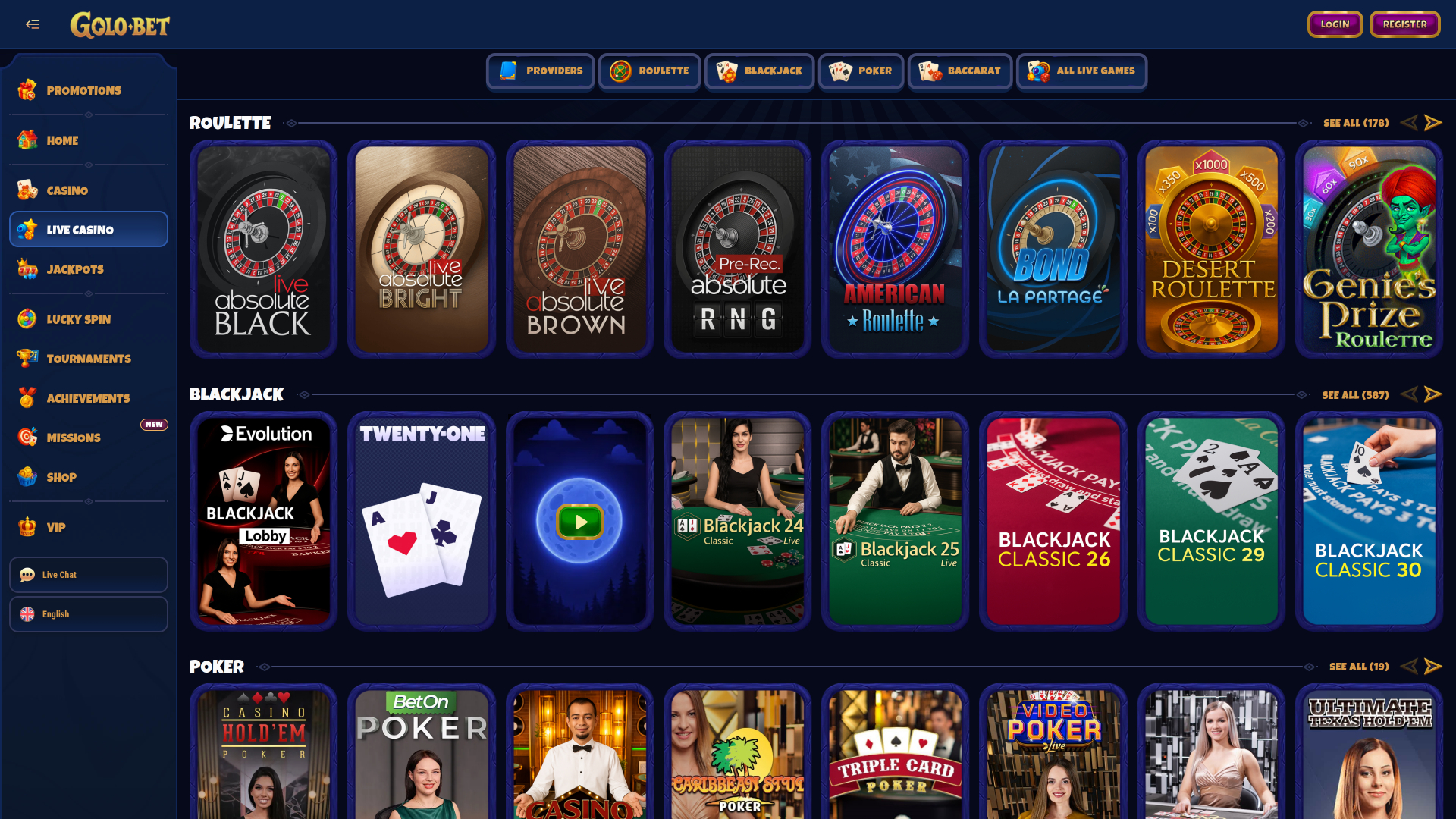 Golobet Casino Desktop Live крупье