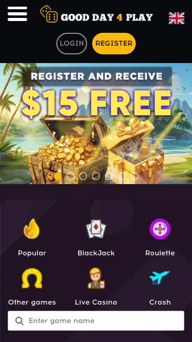 Página de inicio móvil del casino Good Day 4 Play