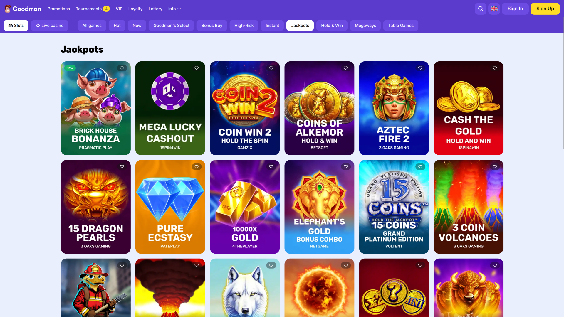 Jackpot de bureau du casino Goodman