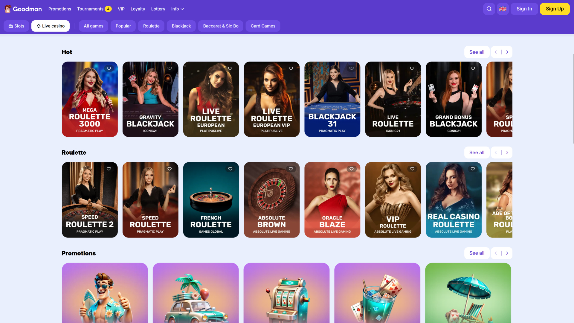 Casino Goodman avec croupier en direct sur ordinateur