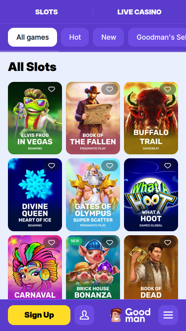 Jeux mobiles du casino Goodman