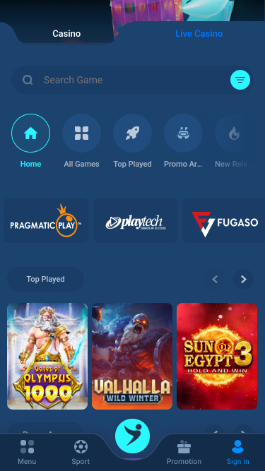 Скриншот мобильного приложения Goplay365 Casino от разработчиков игр.