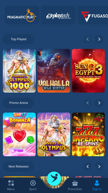 Скриншот мобильных игр казино Goplay365.