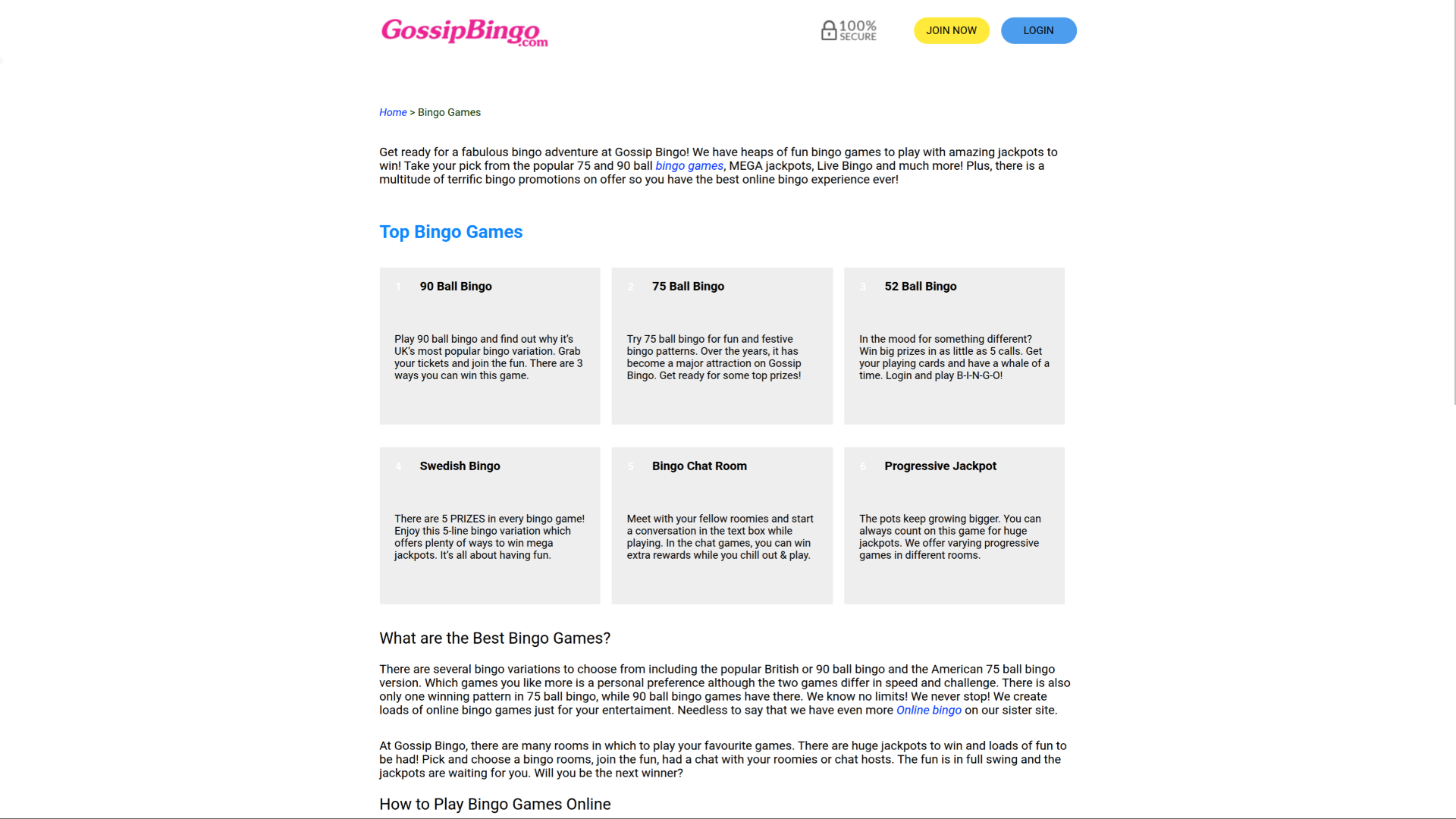 Gossip Bingo Casino Desktop Bingo