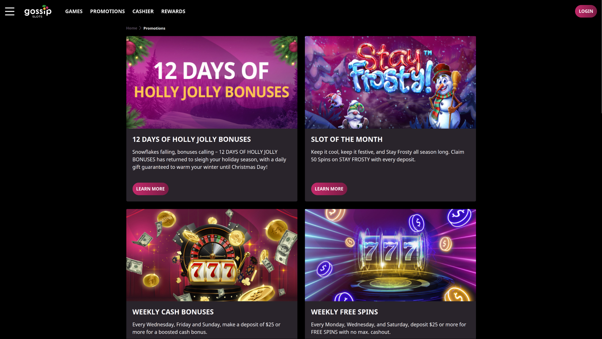 Promociones de escritorio del casino Gossip Slots