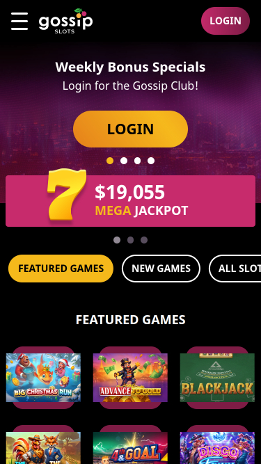 Página de inicio móvil de Gossip Slots Casino