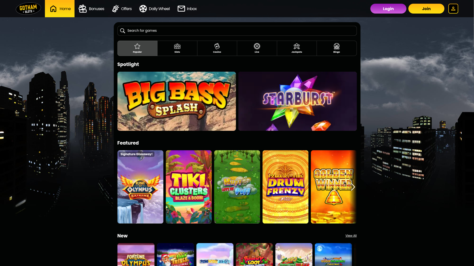 Jeux de casino Gotham Slots sur ordinateur