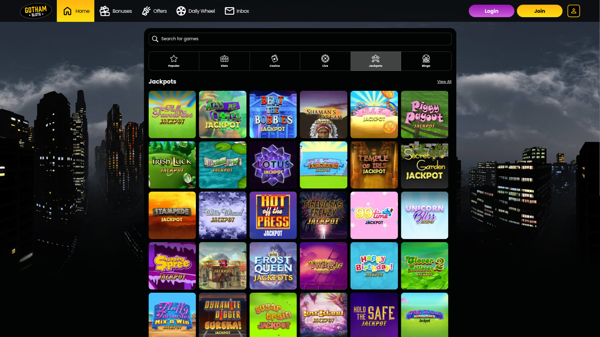 Jackpot du casino Gotham Slots sur ordinateur