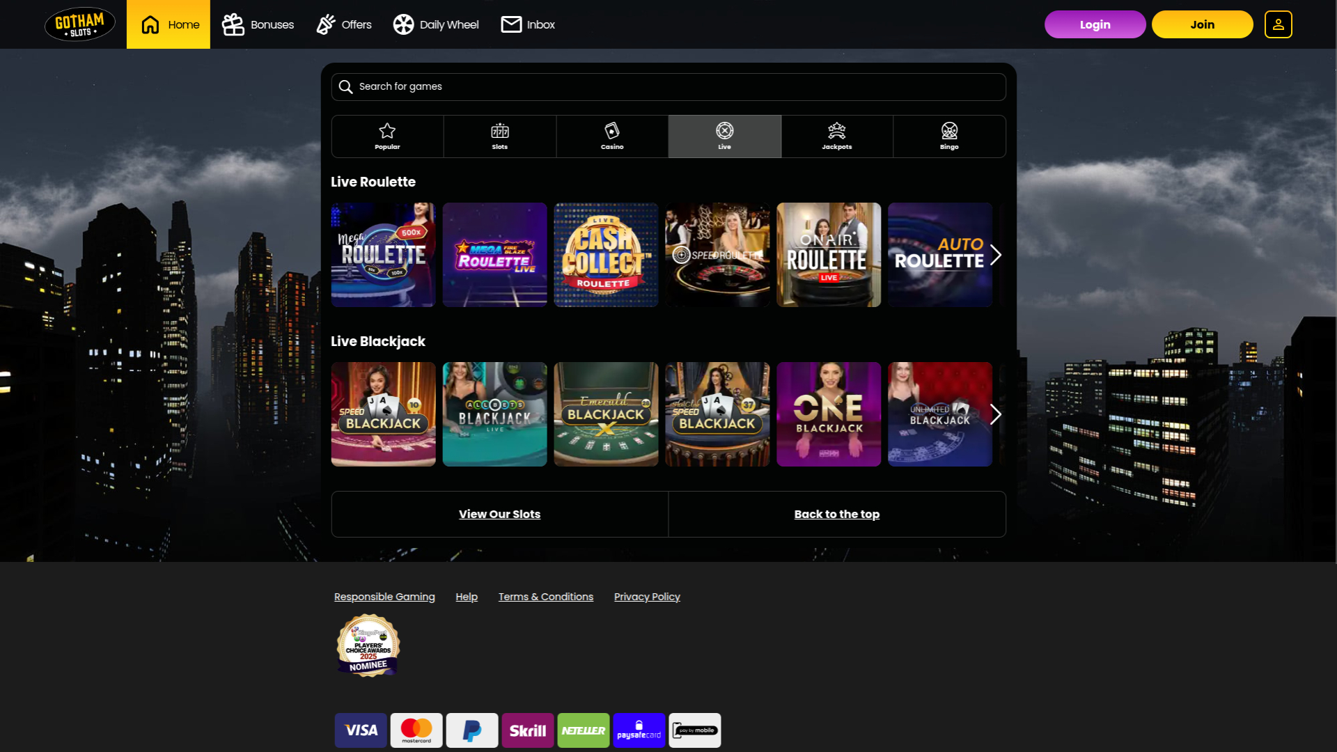 Gotham Slots Casino, casino en ligne avec croupier en direct sur ordinateur