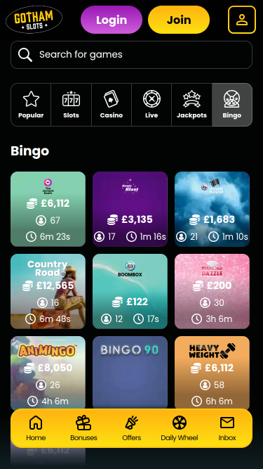 Bingo mobile du casino Gotham Slots