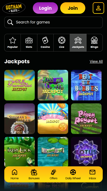 Jackpot mobile du casino Gotham Slots
