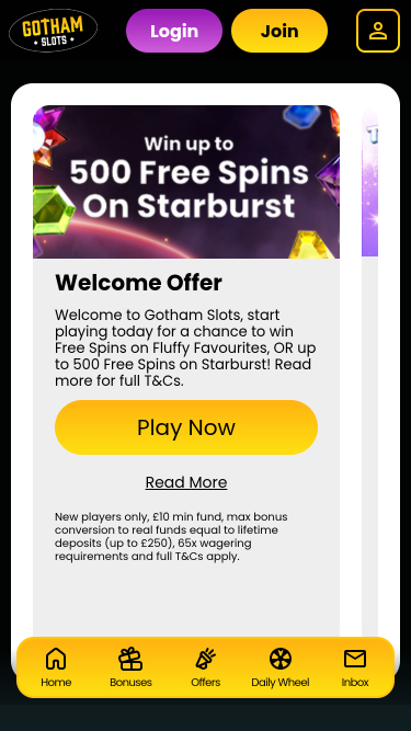 Promotions mobiles du casino Gotham Slots