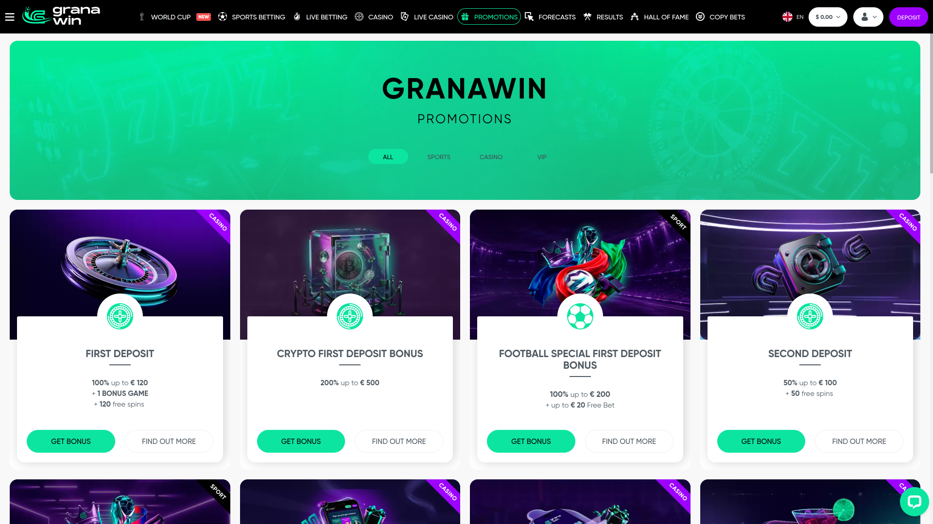 Акции казино GranaWin настольная версия
