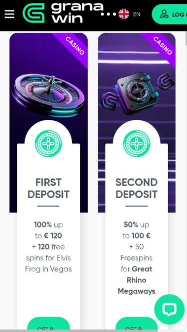 Capture d'écran de la page des promotions mobiles du casino GranaWin