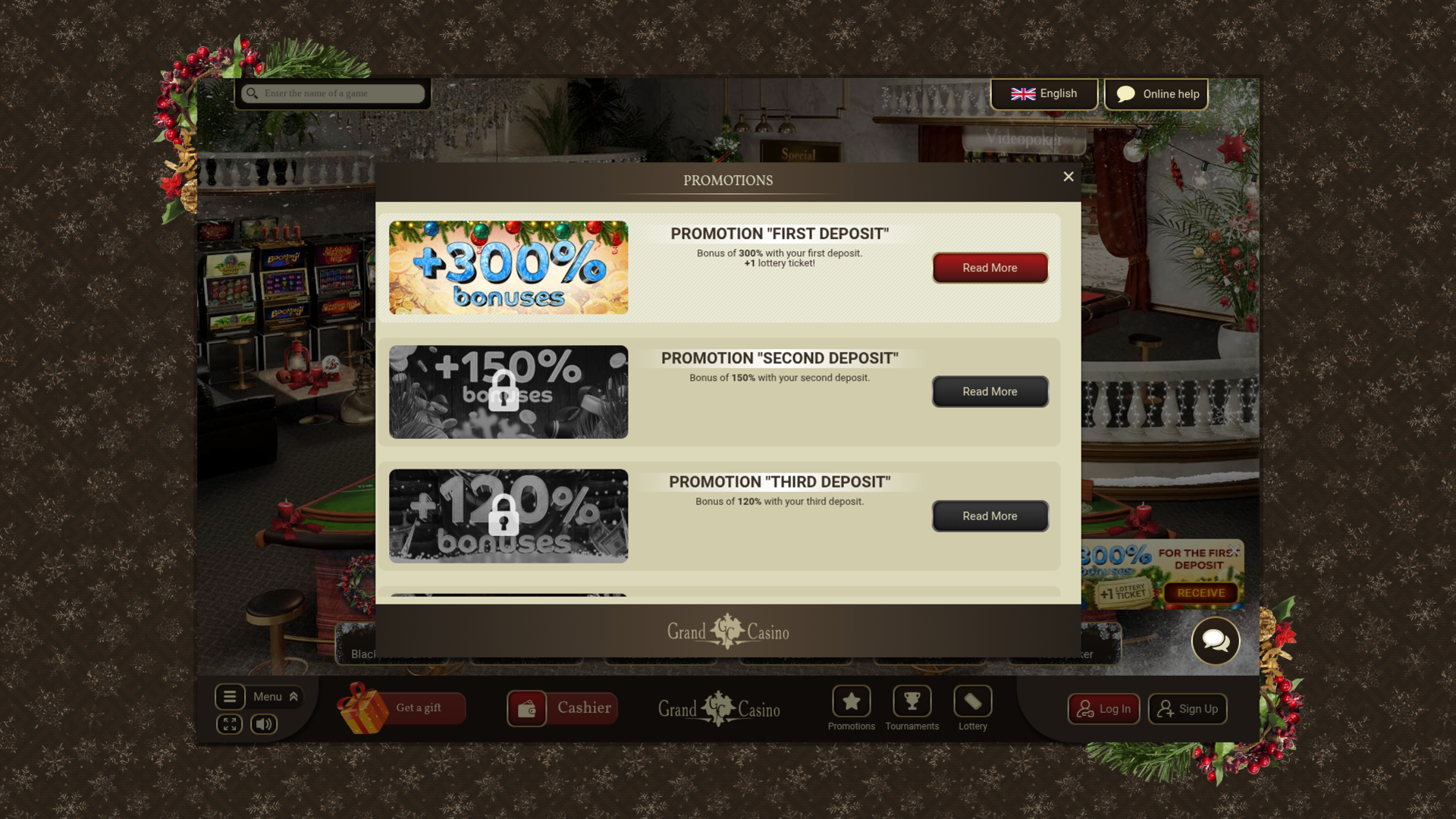 Promotions Grand Casino sur ordinateur