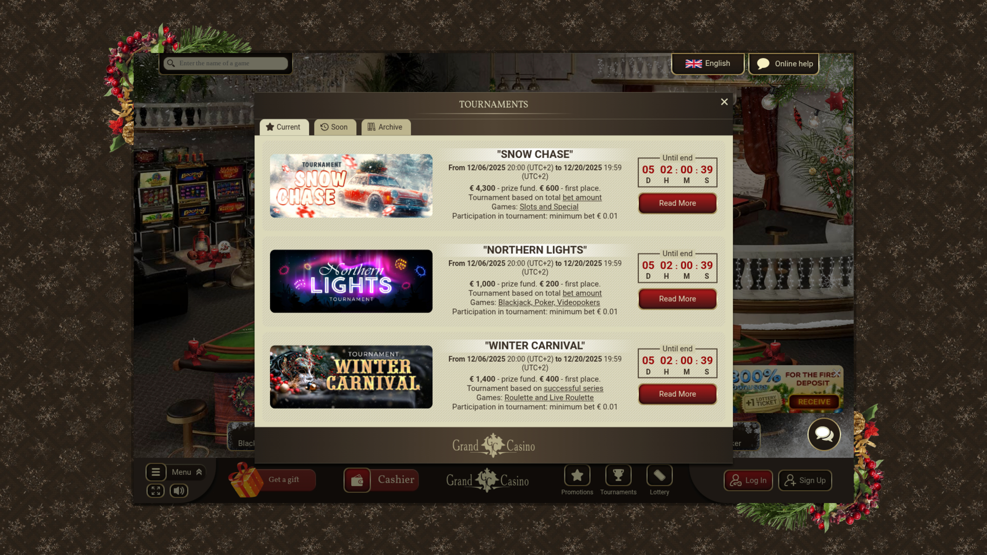 Tournois de casino sur ordinateur Grand Casino