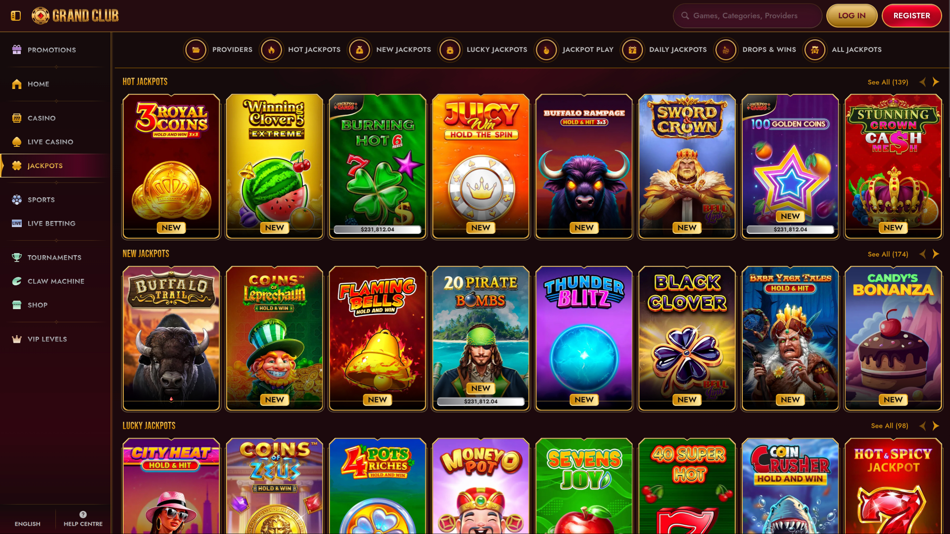 GrandClub Casino Desktop-Jackpot