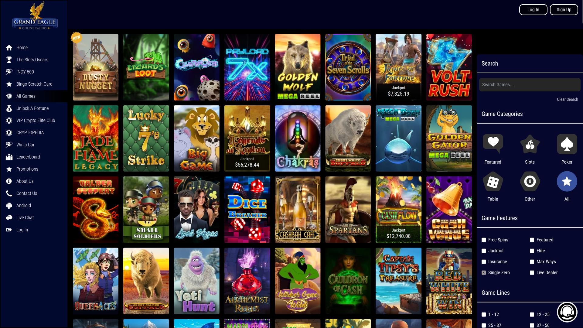 Jeux de casino Grand Eagle sur ordinateur