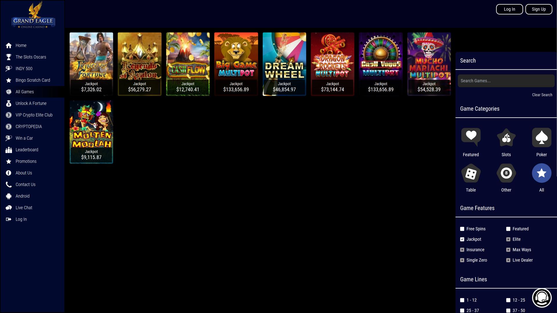 Jackpot de bureau du Grand Eagle Casino