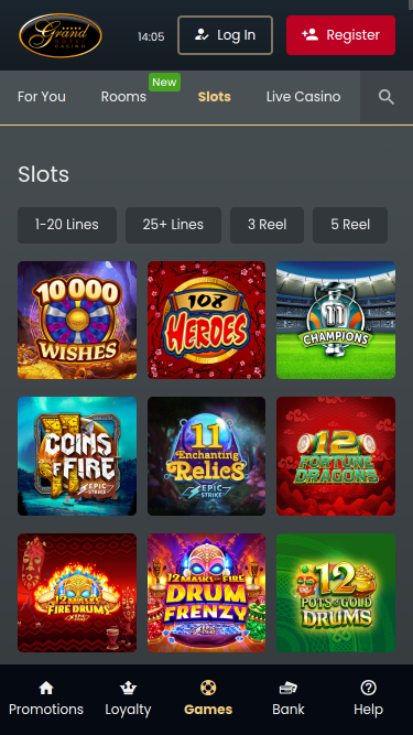 Jeux mobiles du Grand Hotel Casino