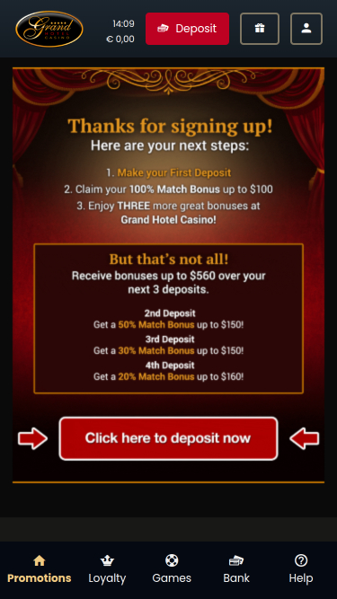 Promotions mobiles du Grand Hotel Casino