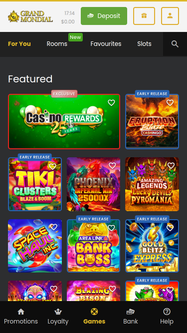 Jeux mobiles de Grand Mondial Casino