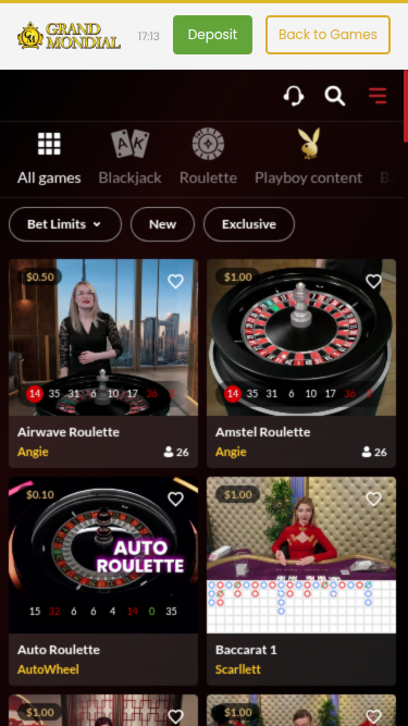 Croupier en direct mobile de Grand Mondial Casino