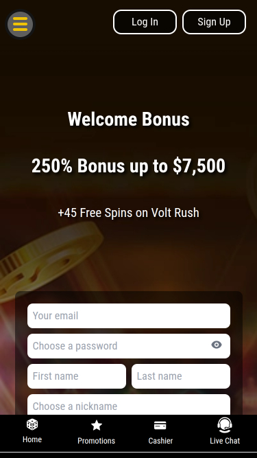 Grand Rush Casino Mobile-Startseite