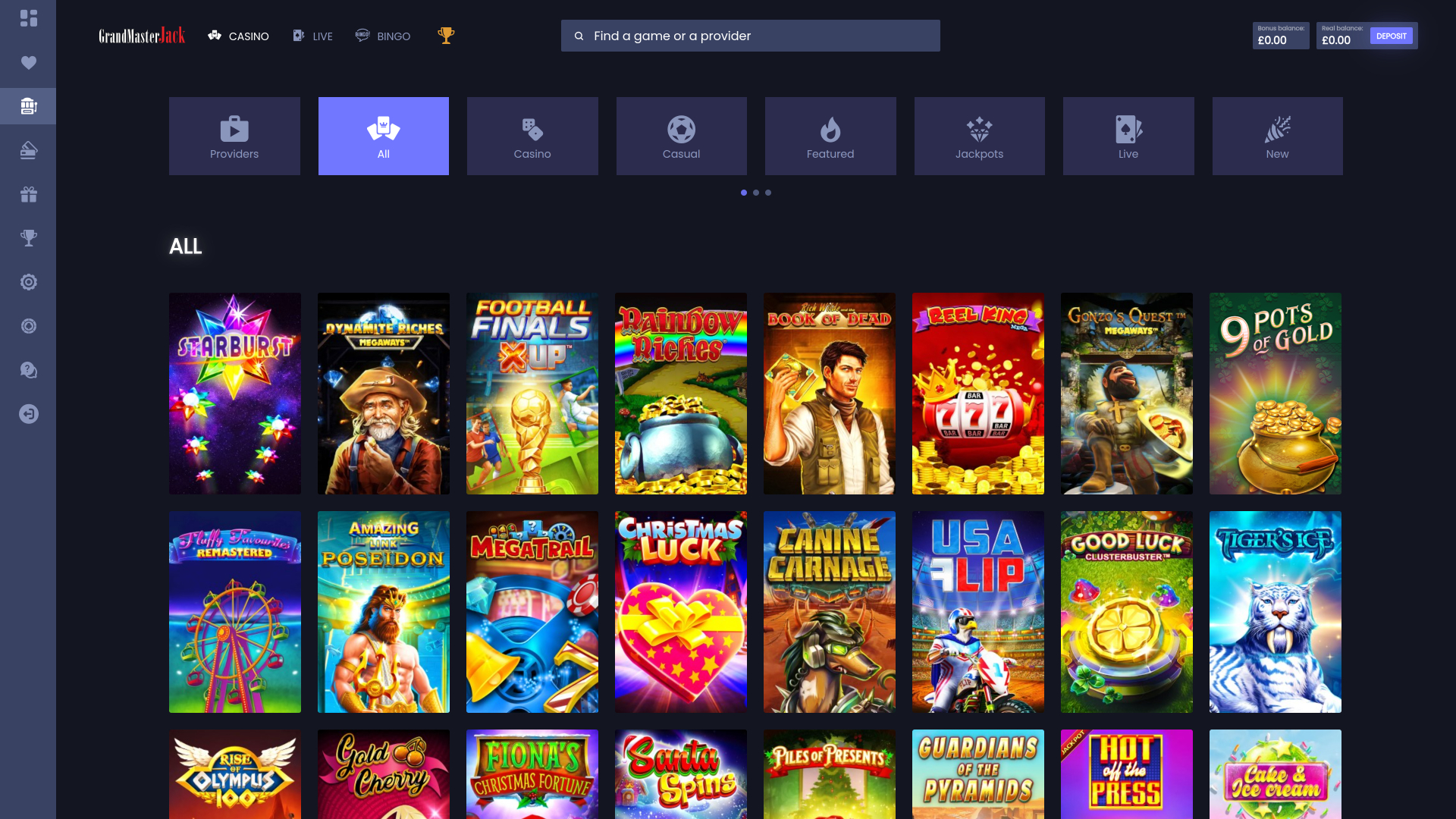 Jeux de casino Grand Master Jack sur ordinateur