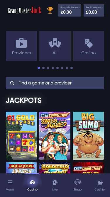 Jackpot mobile du casino Grand Master Jack