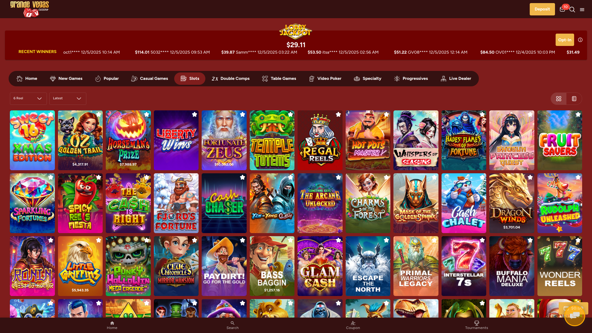 Jeux de casino Grande Vegas sur ordinateur