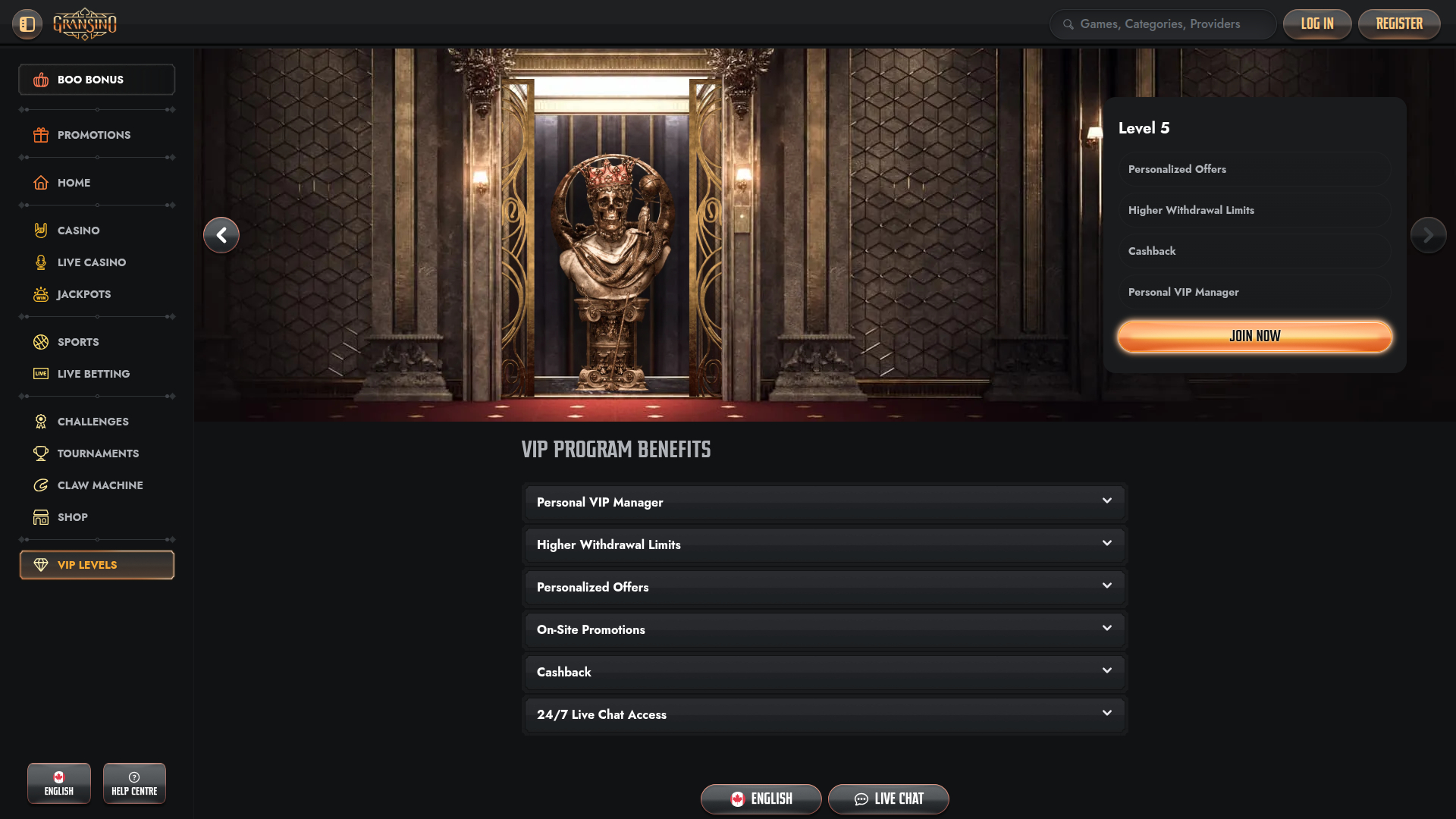 Gransino Casino Desktop-VIP-Programm